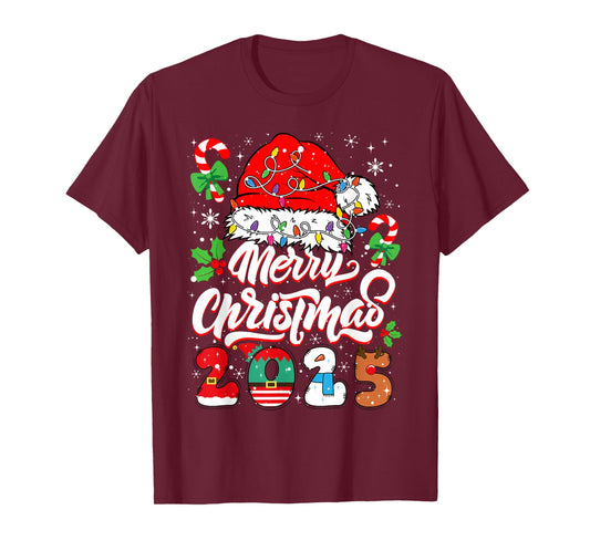 Merry Christmas 2025 Family Matching Pajamas Xmas Men Women T-Shirt
