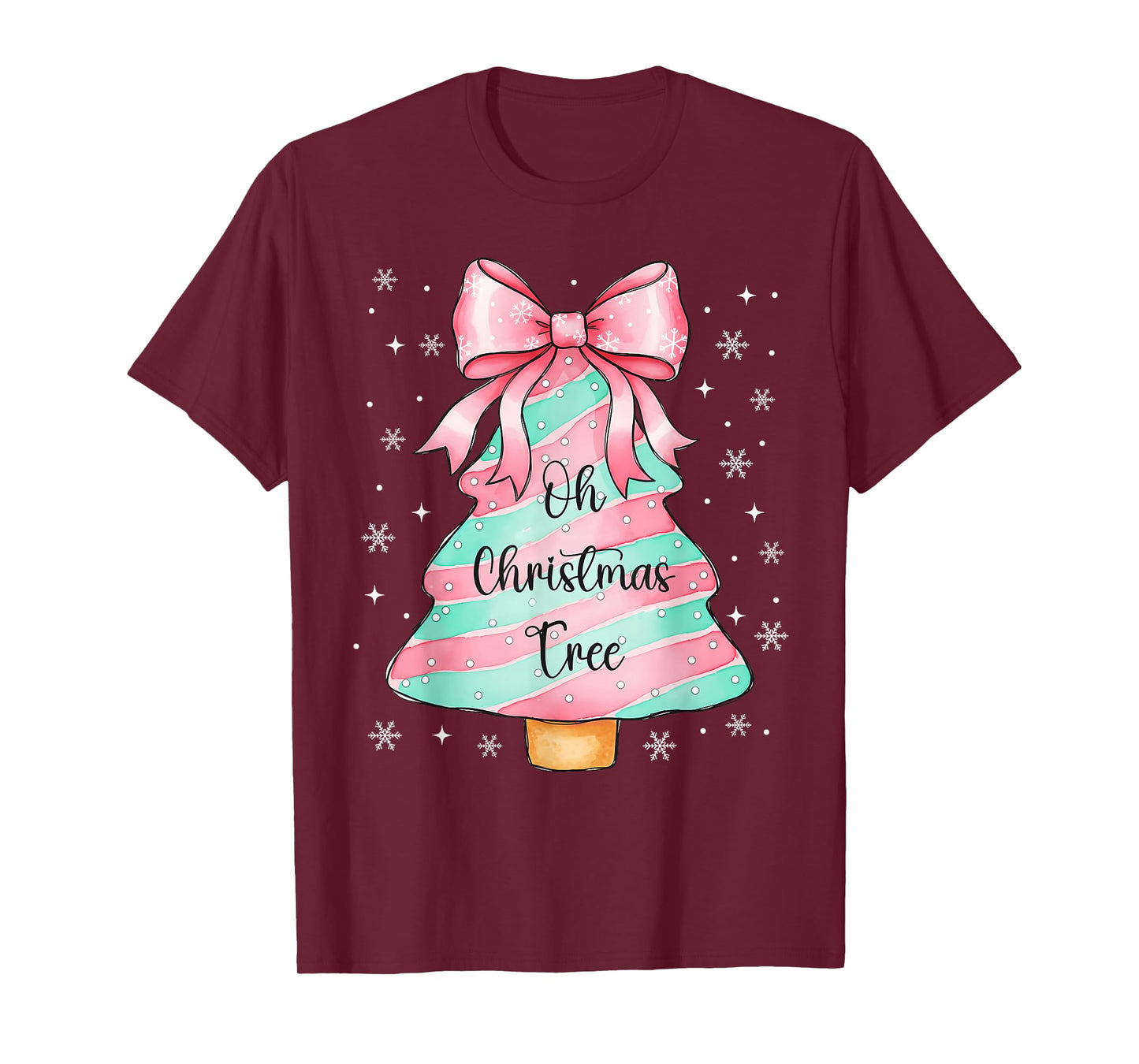 Cute Christmas Tree Cake Shirt Lovers Xmas Women Girls T-Shirt