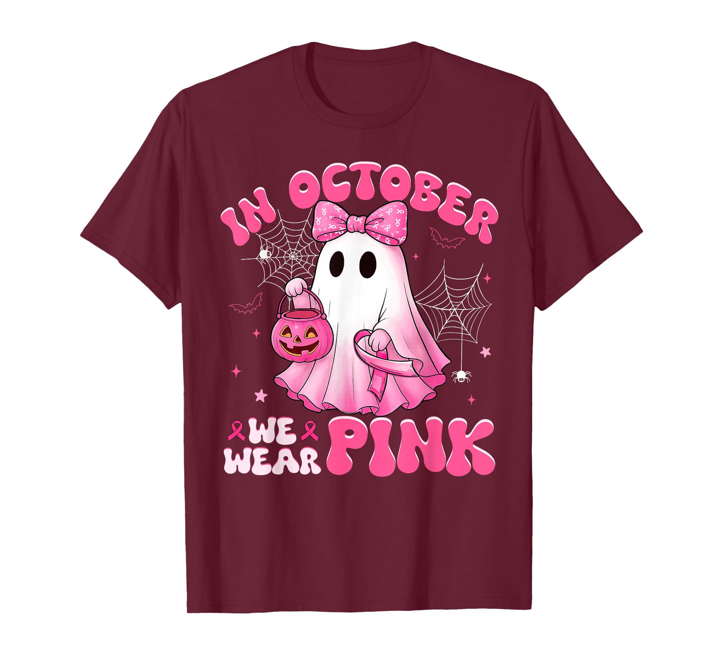 Halloween in October We Wear Pink Breast Cancer Awareness T-Shirt