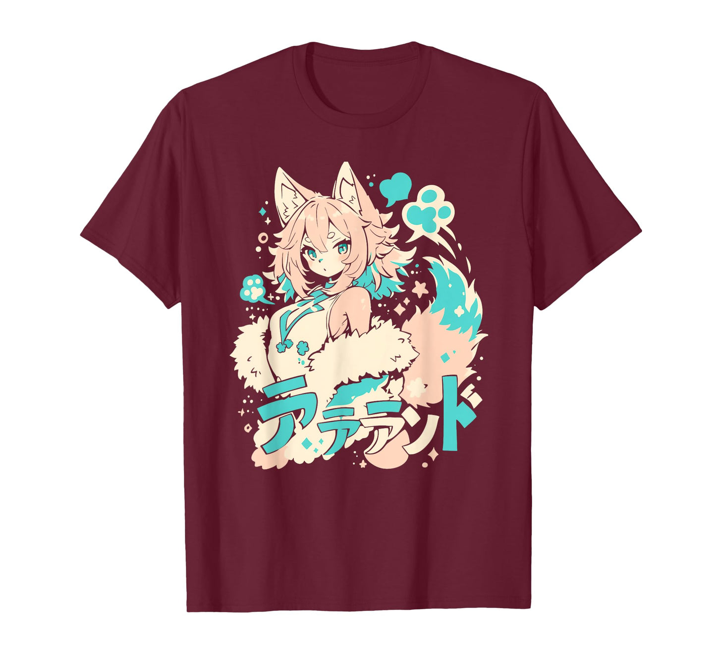 Wolf Furry Animal Girl Cute Anime manga Retro Japan T-Shirt