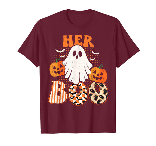 Her Boo & His Boo Funny Matching Halloween Couples Pajama T-Shirt