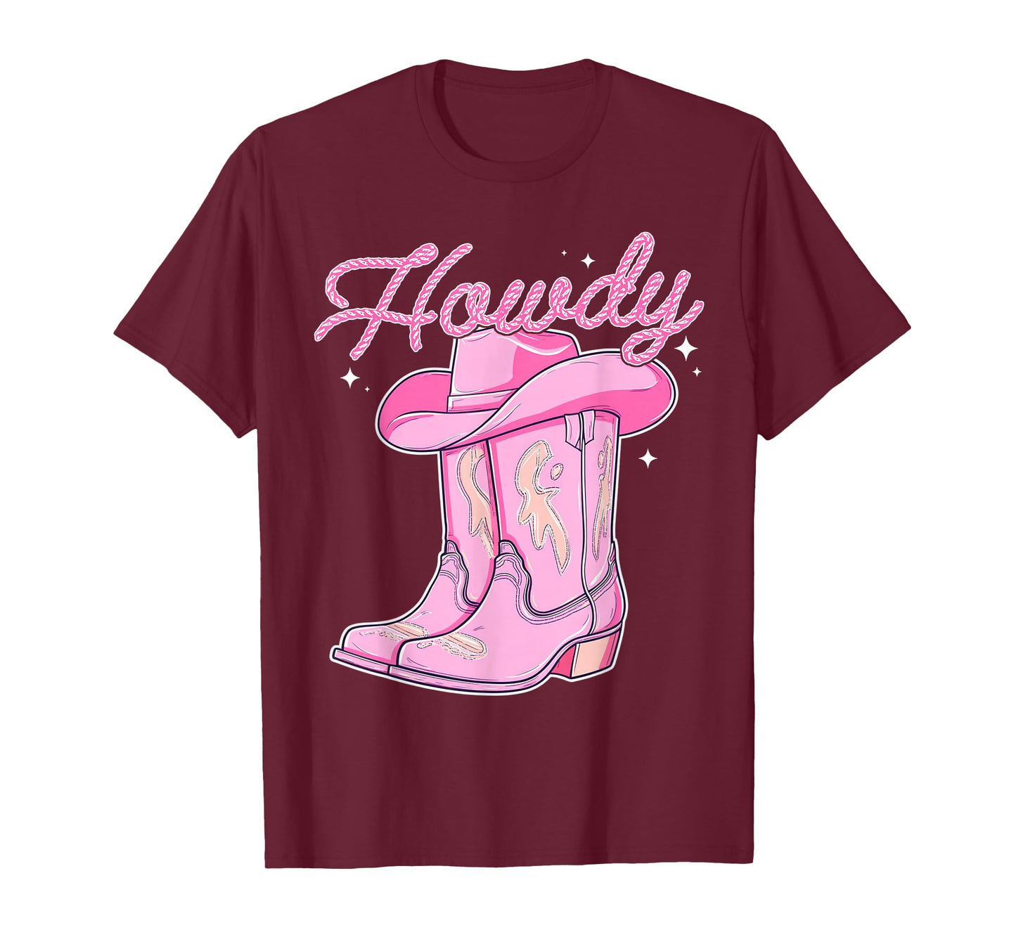 Cute Howdy Pink Cowgirl Boot Hat Western Rodeo Women Girl T-Shirt