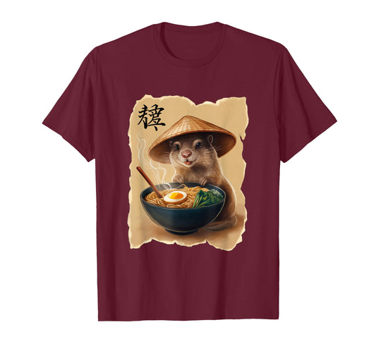 Marmot Men Woman Kawaii Eating Ramen Japanese Marmot T-Shirt