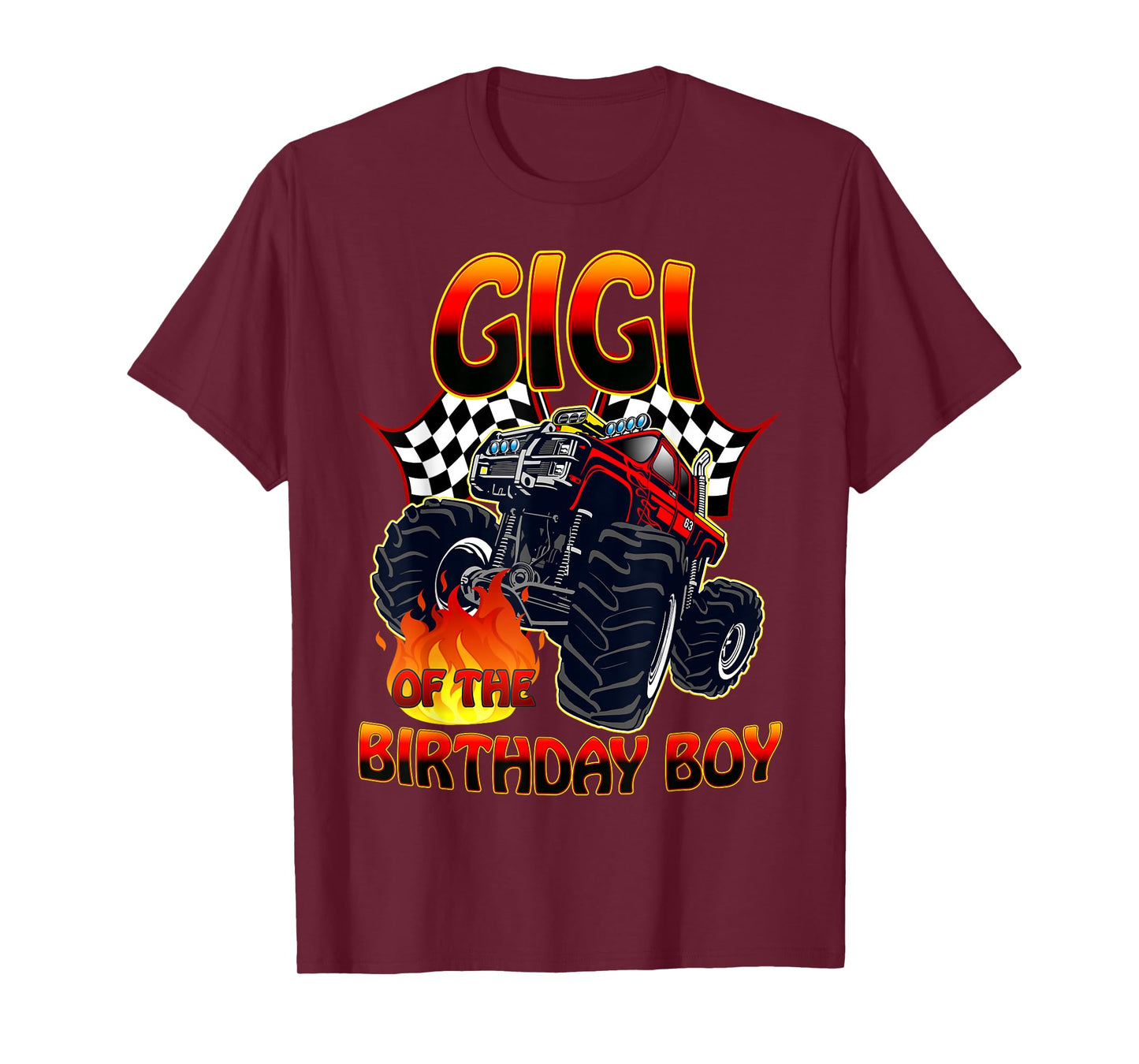 Gigi of The Birthday Boy Monster Truck Racing Cars Matching T-Shirt