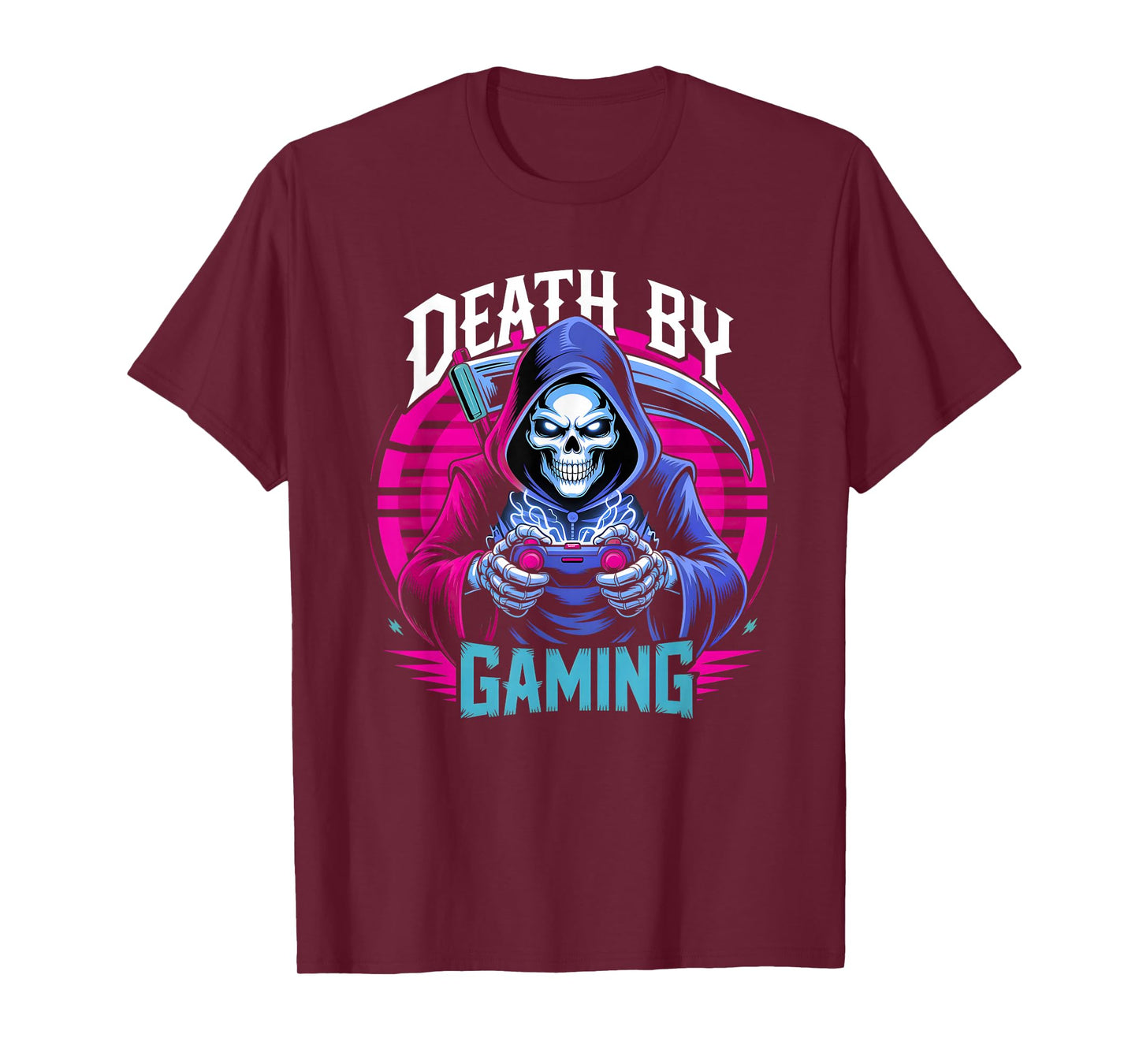 Death by Gaming Gothic Gamer Ghost Video Game Lover Boys Men T-Shirt