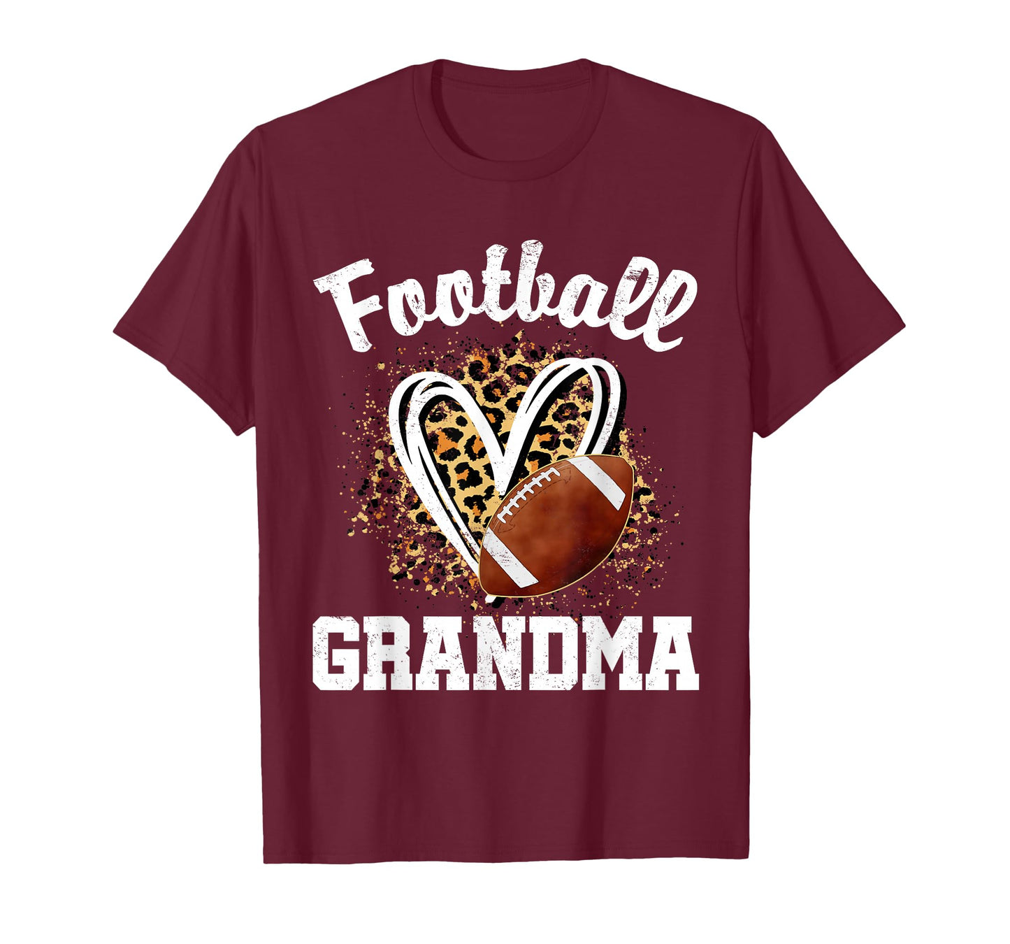 Football Grandma Leopard Heart T-Shirt