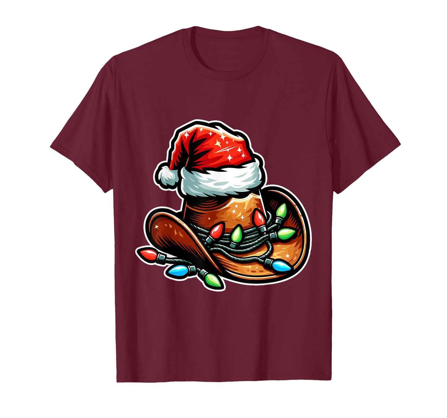 Cowboy Santa Hat Xmas Reindeer Rodeo Christmas In Texas T-Shirt