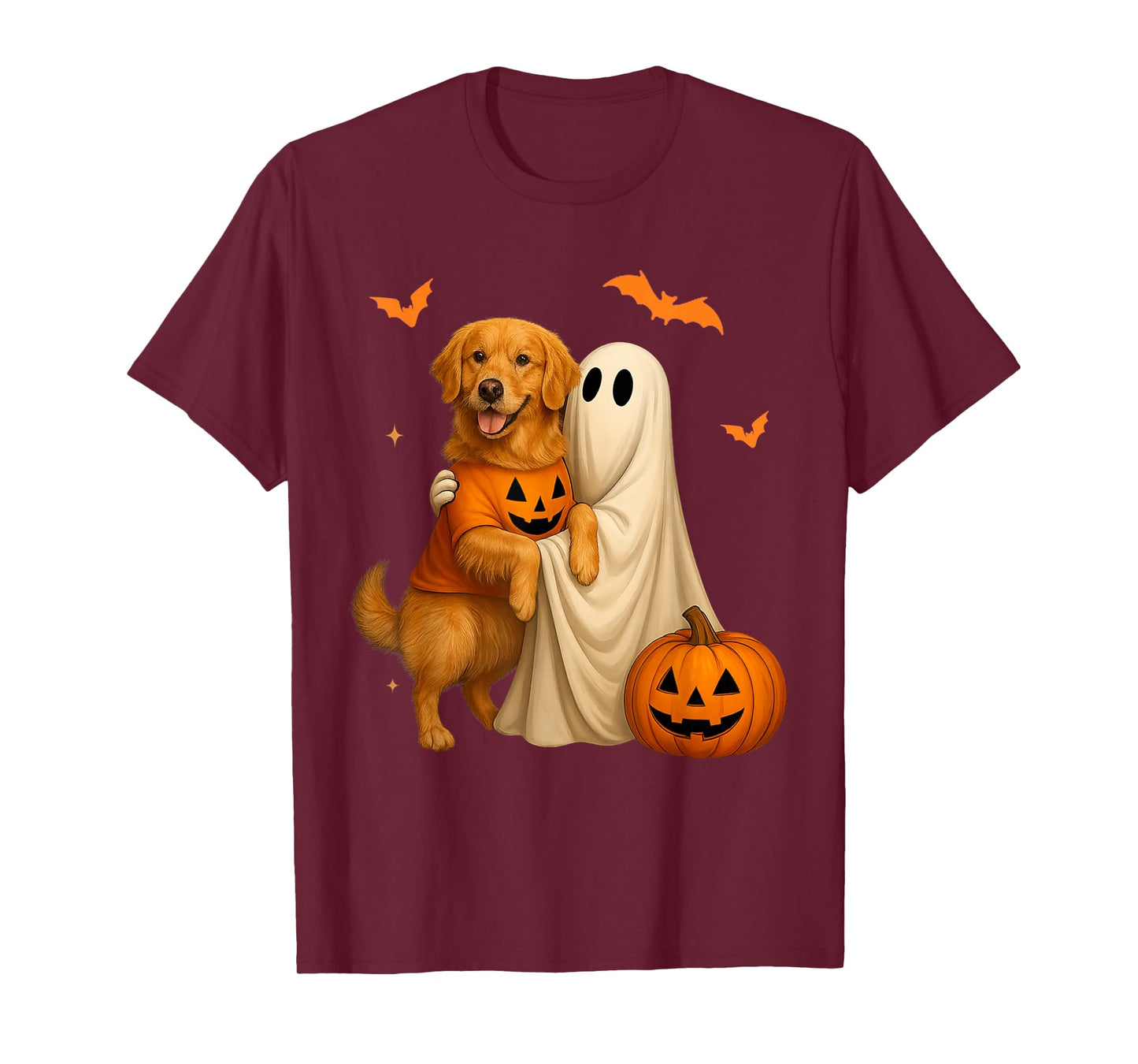 Ghost Holding Golden Dog Halloween - Funny Golden Retriever T-Shirt