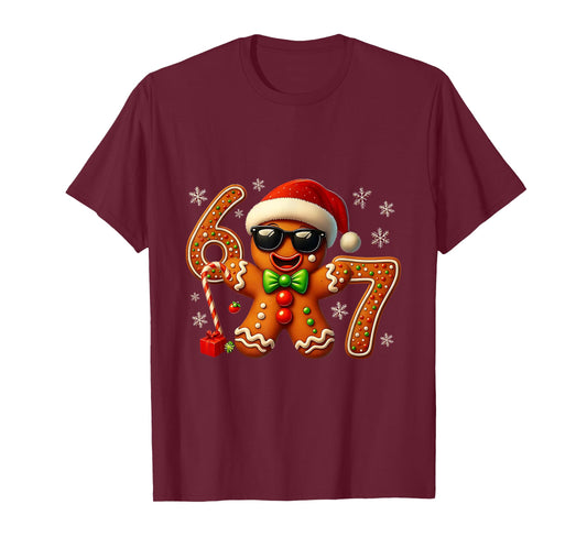 Six Seven 6 7 Meme Gingerbread Christmas Baking Men Women T-Shirt