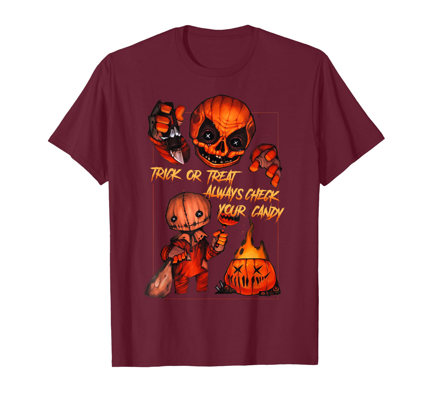 Vintage Trick Or Treat Always Check Your Candy, Pumpkin T-Shirt
