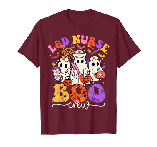 L&D Boo Crew Costume Funny Nurse Ghost Halloween T-Shirt
