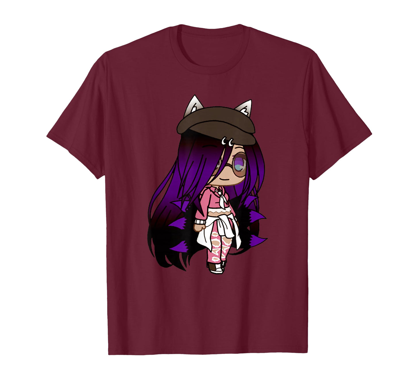 Cute Chibi Style Kawaii Anime Girl with Fox Ears and Tails T-Shirt