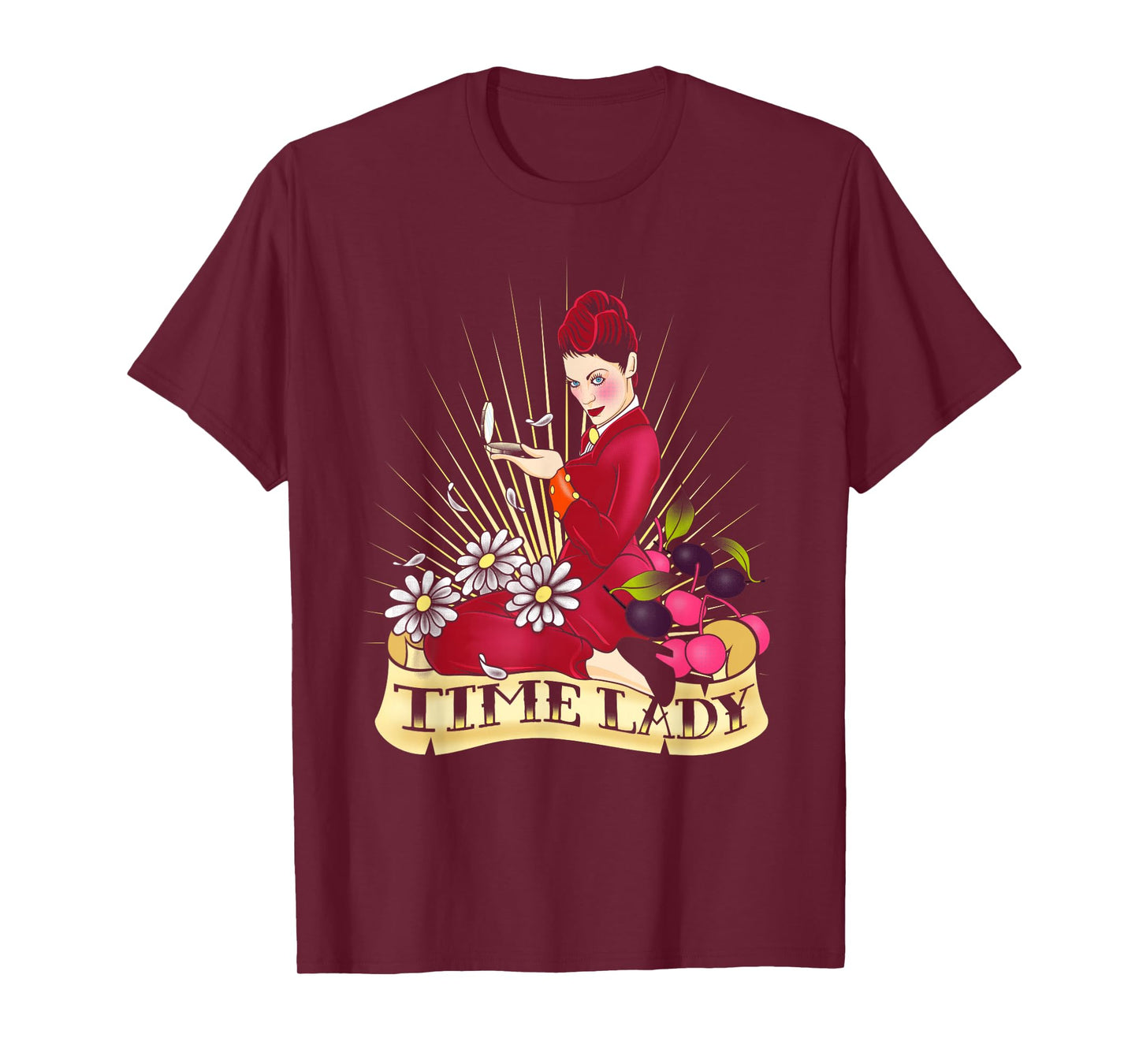 Doctor Who Rockabilly Missy Time Lady Vintage TimeTravel Fan T-Shirt - Women's Unisex-Adults Black Cotton Classic Fit Crew Neck Short Sleeve T-Shirt - Small