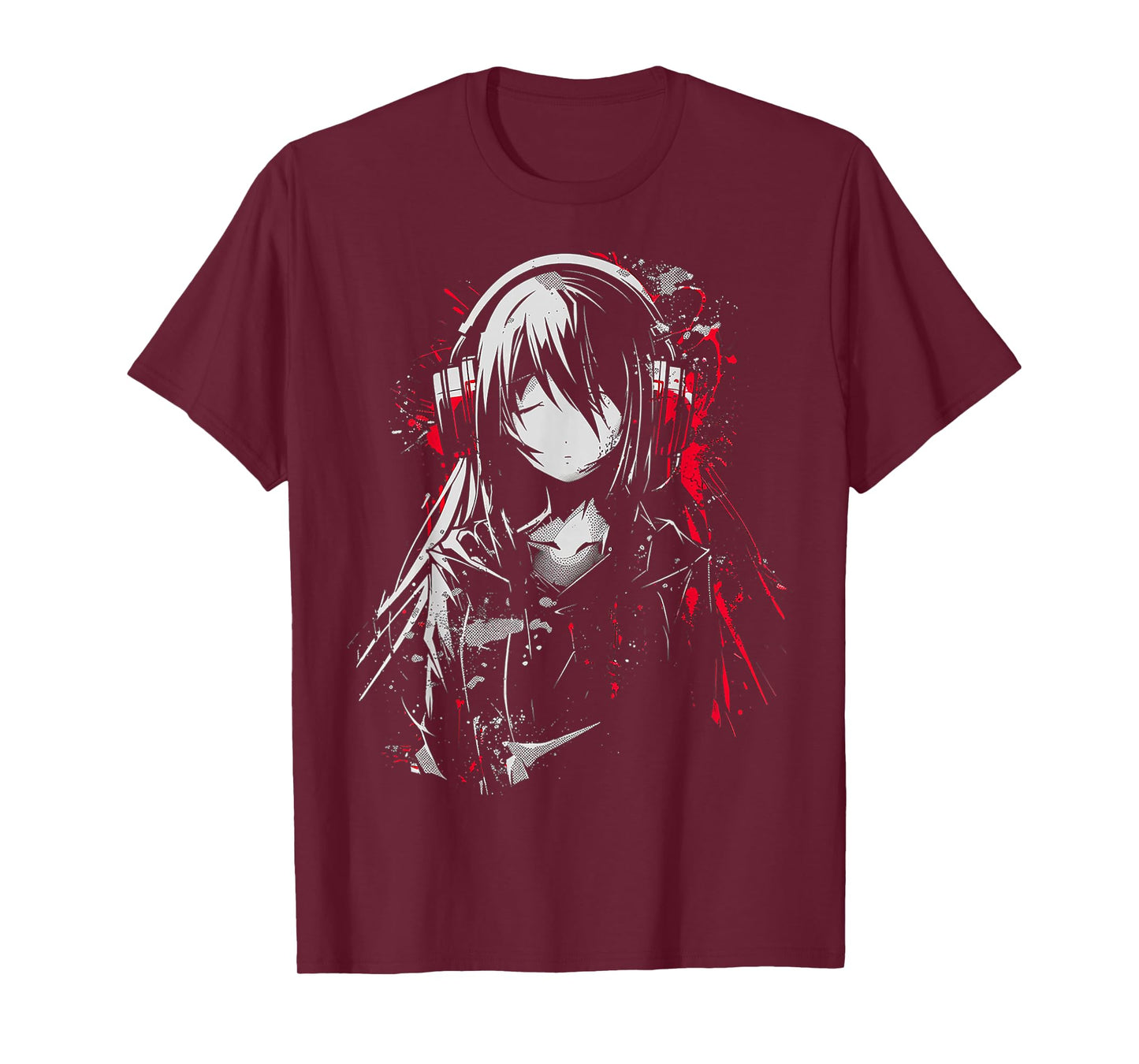 Anime Manga Motif Headphone Artwork Anime T-Shirt