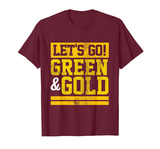 Let's Go Green & Gold Team Favorite Colors Vintage Game Day T-Shirt