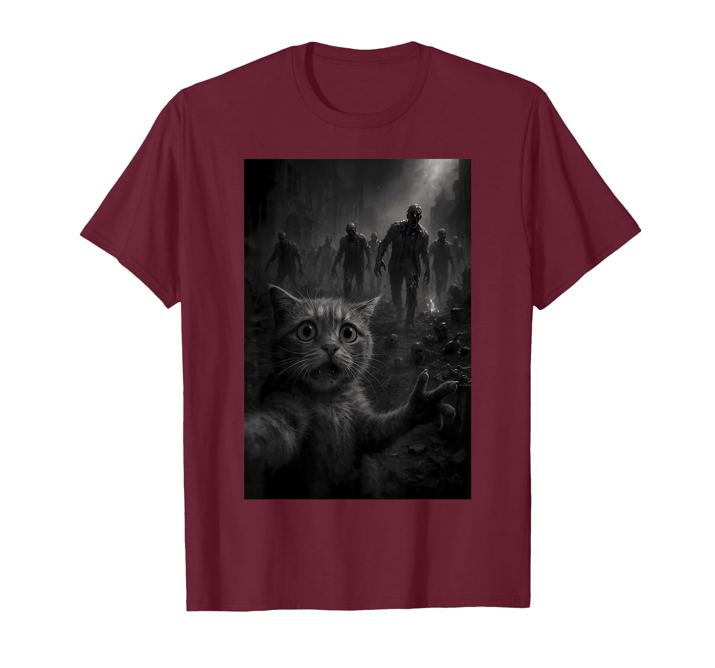 Funny Cat Selfie Top With Zombie Apocalypse T-Shirt