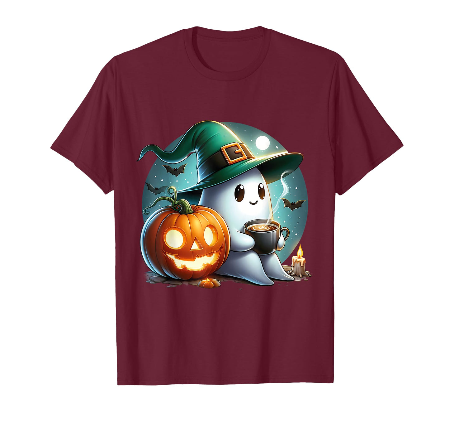 Cute Halloween Ghost Coffee Pumpkin T-Shirt