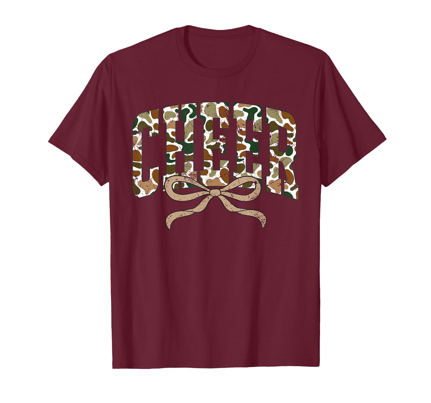Retro Camo Cheer Coquette Bow Camouflage Sport Cheerleader T-Shirt