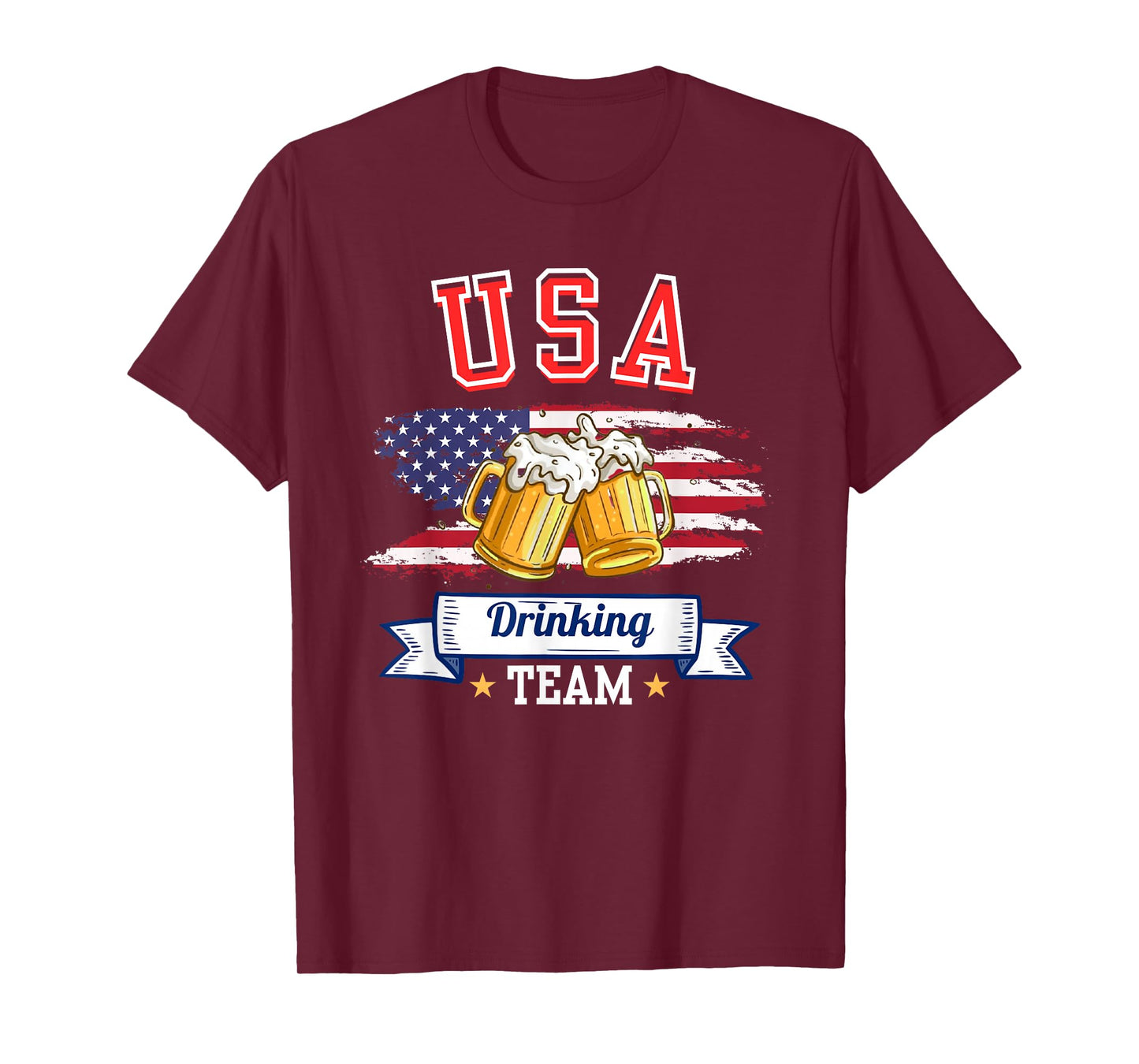 USA Drinking Team Funny Beer American Flag Garage Party T-Shirt