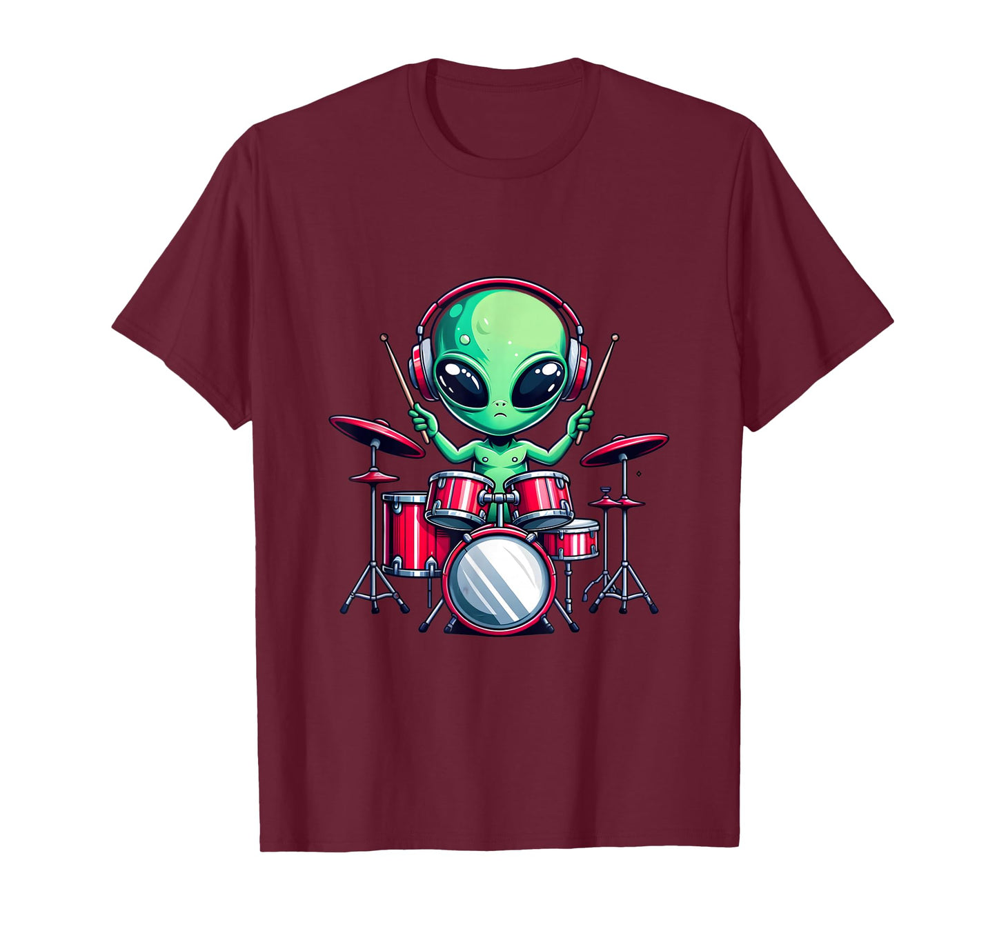 UFO Alien Playing Drum Set Percussionist Drummer Graphic Men T-Shirt