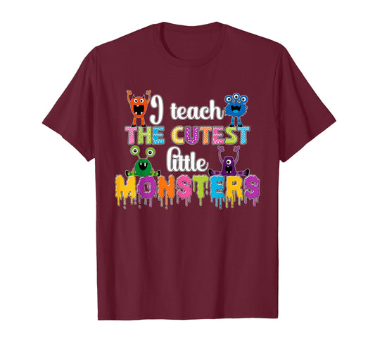 I Teach The Cutest Little Monsters Teacher Halloween Outfit T-Shirt