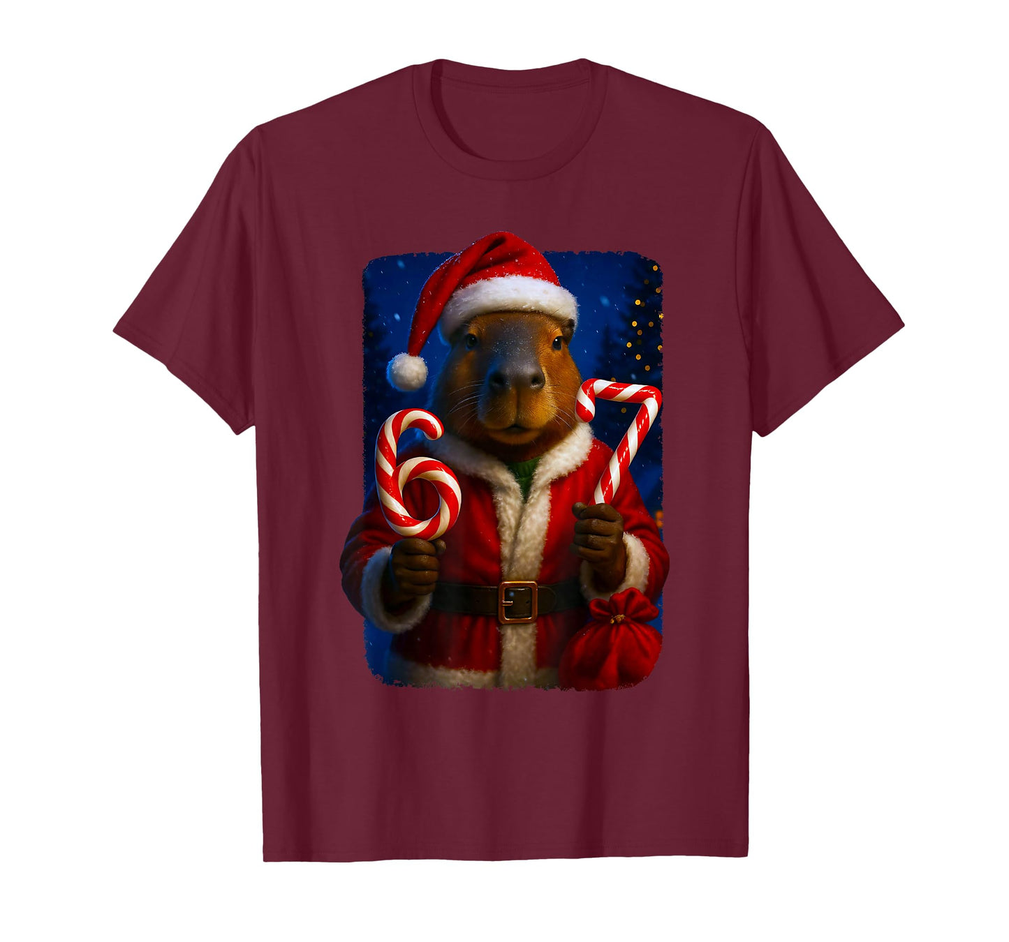 Funny 67 Santa Capybara Six Seven Ironic Christmas Meme T-Shirt