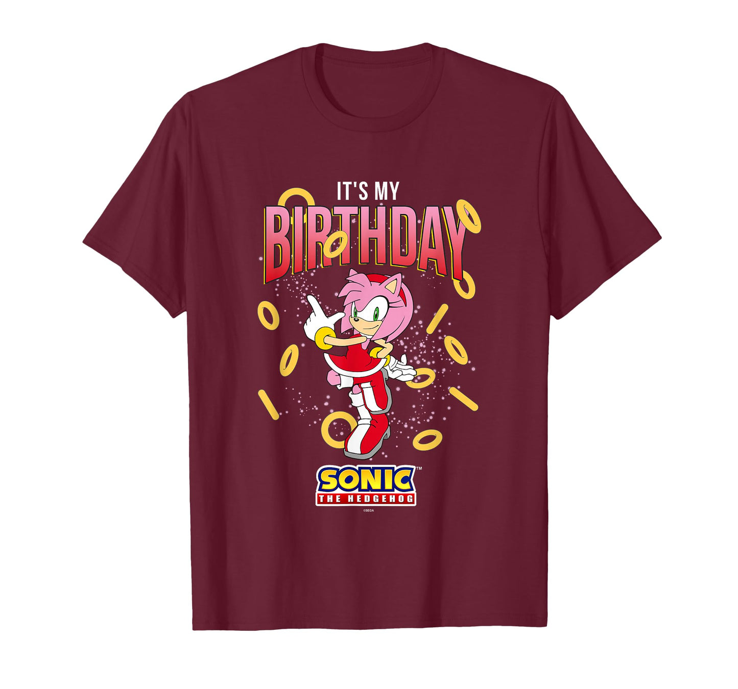 Sonic The Hedgehog Birthday It's My Birthday Amy Rose Rings T-Shirt