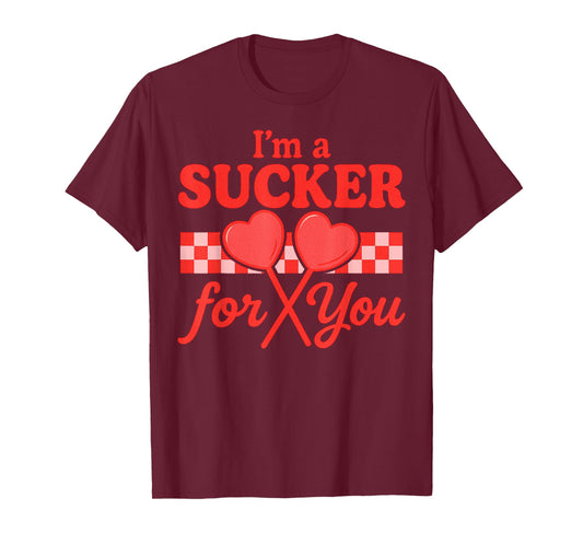 Funny Valentine's Day im a Sucker for You Retro Heart Candy T-Shirt