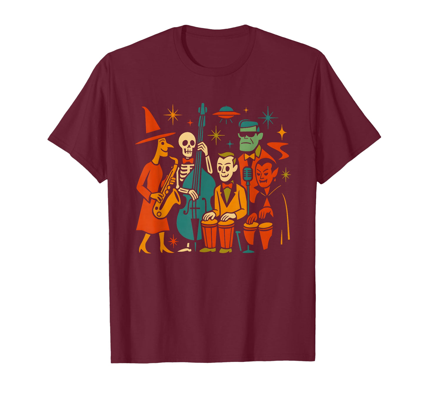 Vintage Mid-Century Modern Monster Atomic Jazz Band T-Shirt