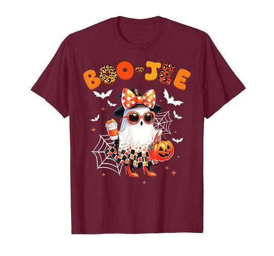 Coquette Leopard Ghost Coffee Boo-JEE Halloween Boujee Ghost T-Shirt
