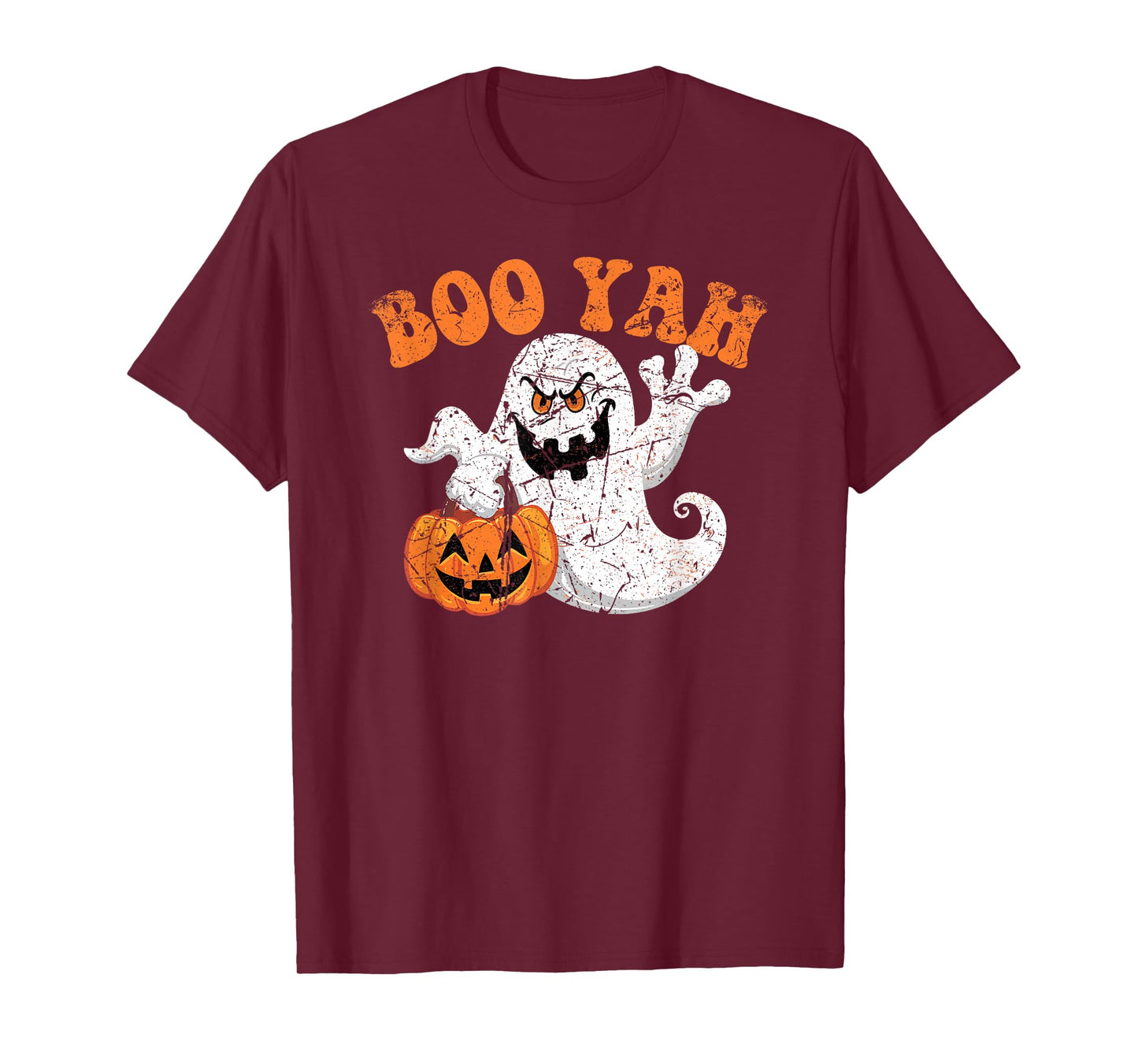 Kids Ghost Boo Yah Men Boys Halloween Booyah Funny Spooky T-Shirt