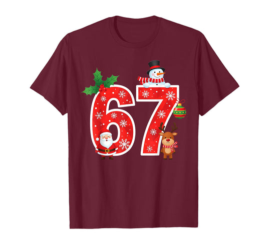 67 Meme Six Seven Christmas Pajamas for Women Men Kids Teen T-Shirt
