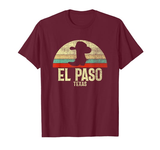 Retro El Paso Texas Cowboy Hat On Cowboy Boot Vintage T-Shirt