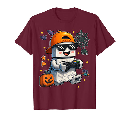 Building Brick Boo Game Controller Halloween Costumes Boys T-Shirt