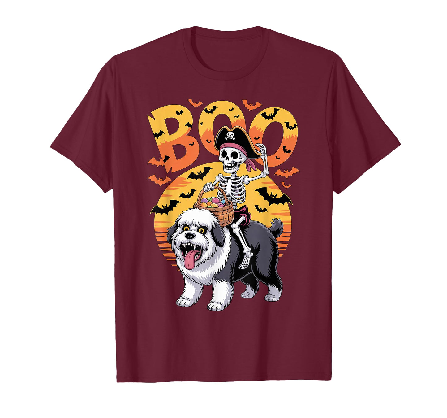 Spooky OES Costume on Boo Old English Sheepdog Halloween T-Shirt