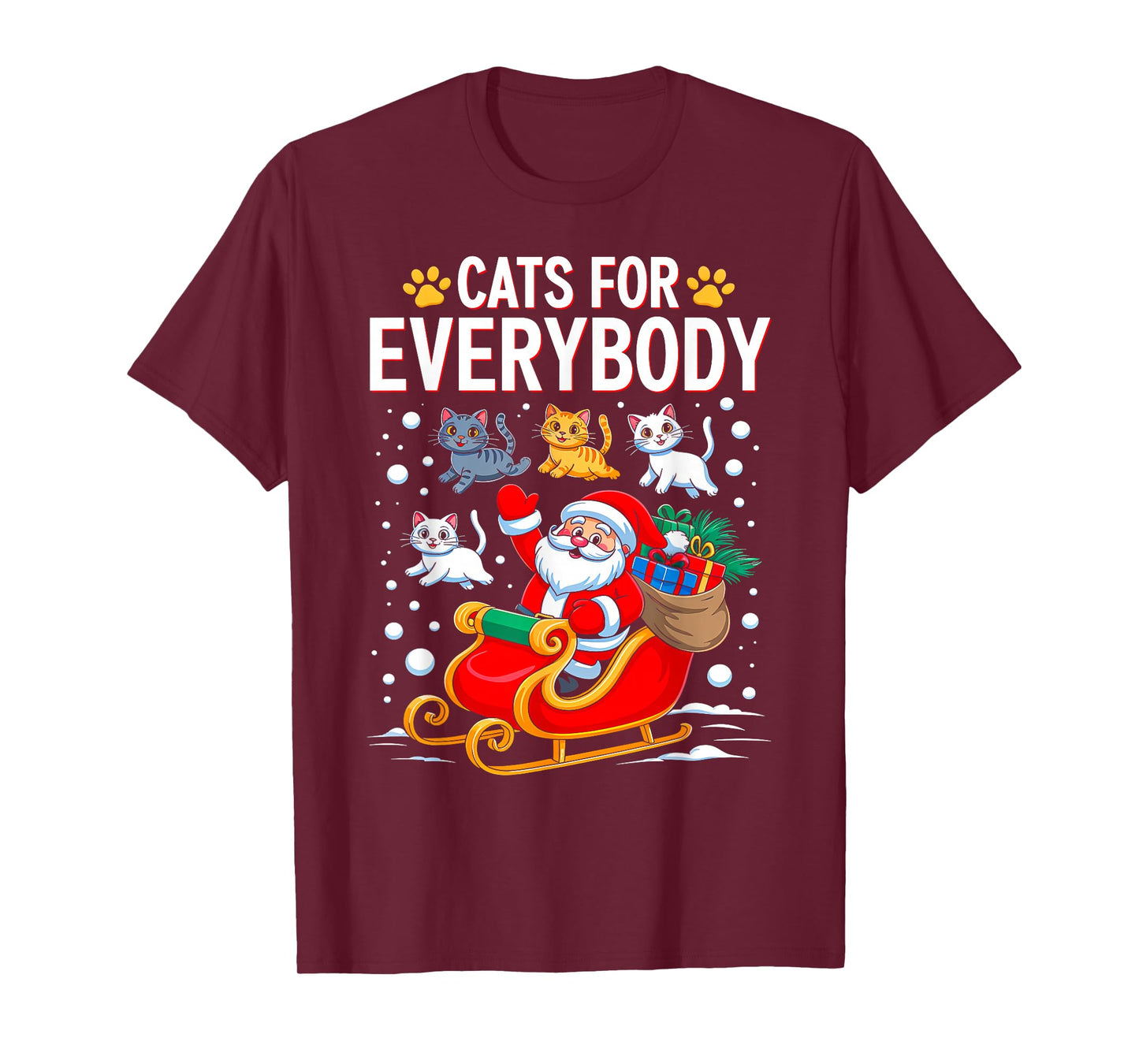 Funny Christmas Cat Santa Xmas Pajamas Cats for Everybody T-Shirt