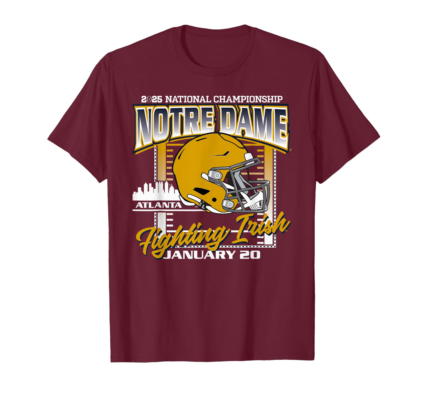 Elite Authentics Notre Dame Fighting Irish CFP National Championship 2025 T-Shirt - Blue, Small