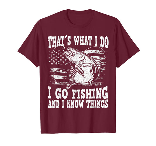 Funny Fishing saying and sarcastic Fisherman quote Thats what i do i go fishing, funny fishing T-Shirt, Men's Unisex Black Small Crew Neck Short Sleeve T-Shirt