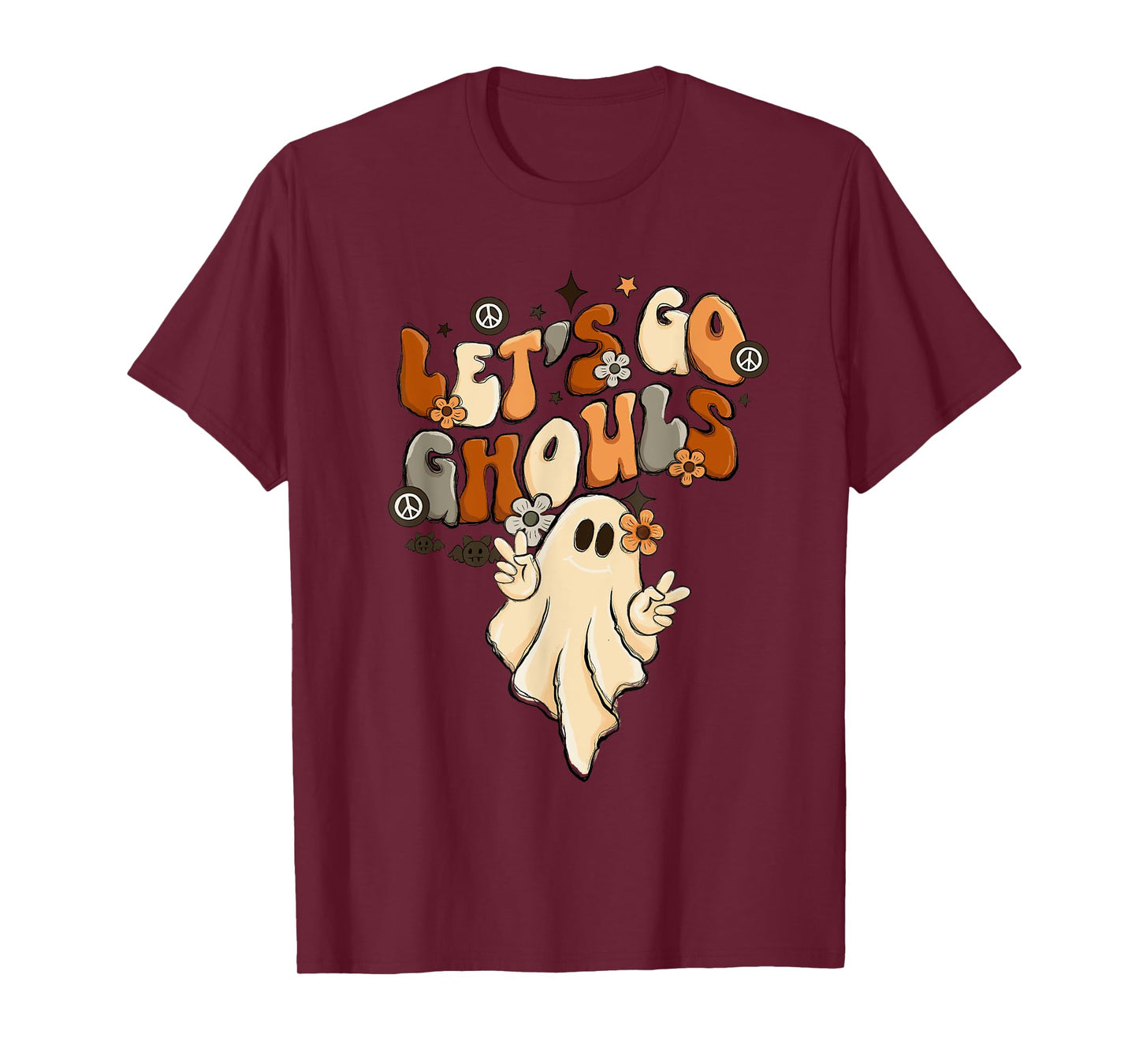 Retro Groovy Let's Go Ghouls Halloween Ghost Outfit Costumes T-Shirt