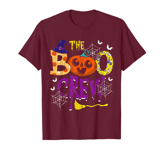The Boo Crew Witch Pumpkin Web Spider Decor Halloween T-Shirt