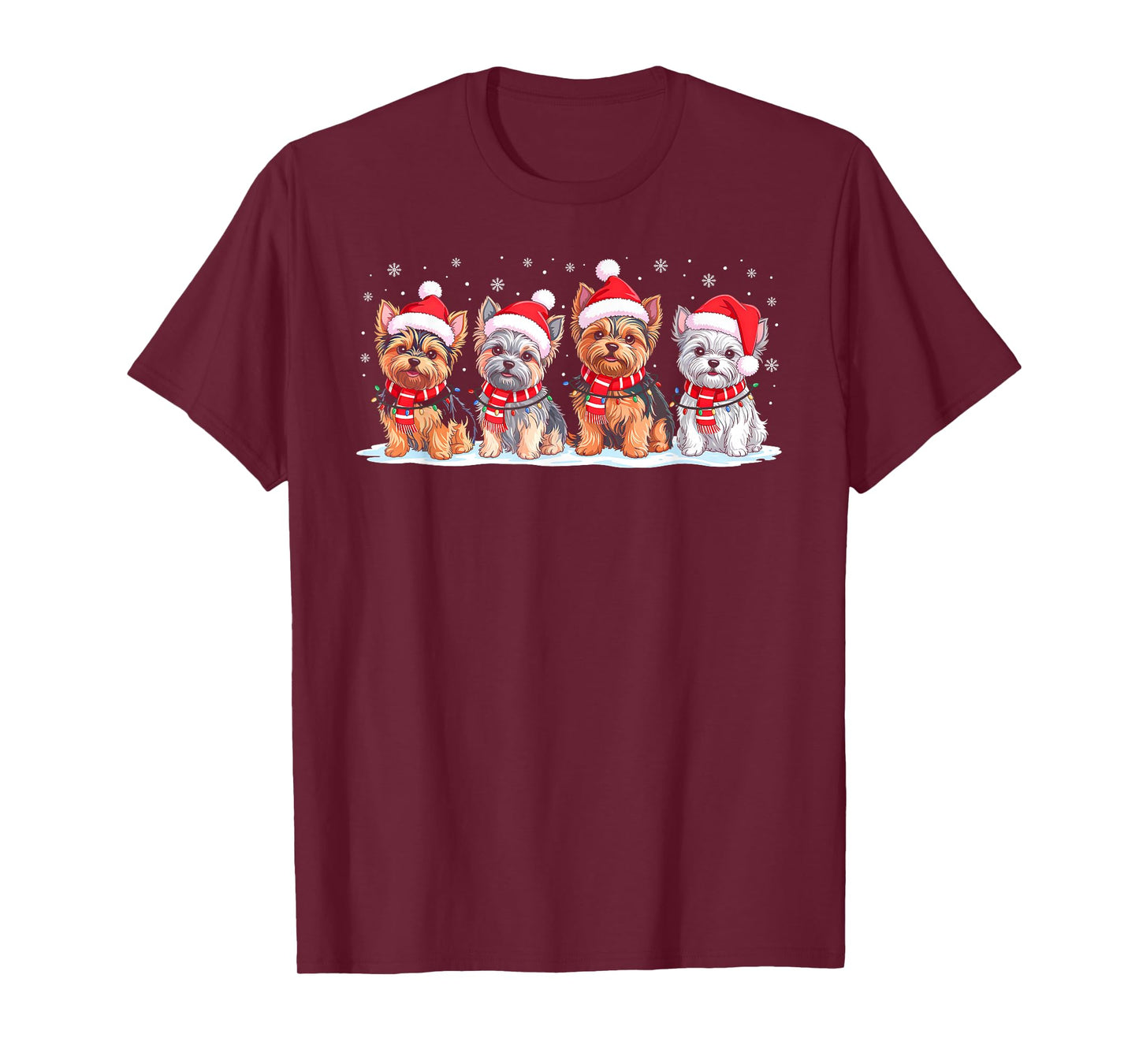 Shih Tzu Dog Christmas Pajamas Santa Hat Xmas Lights T-Shirt