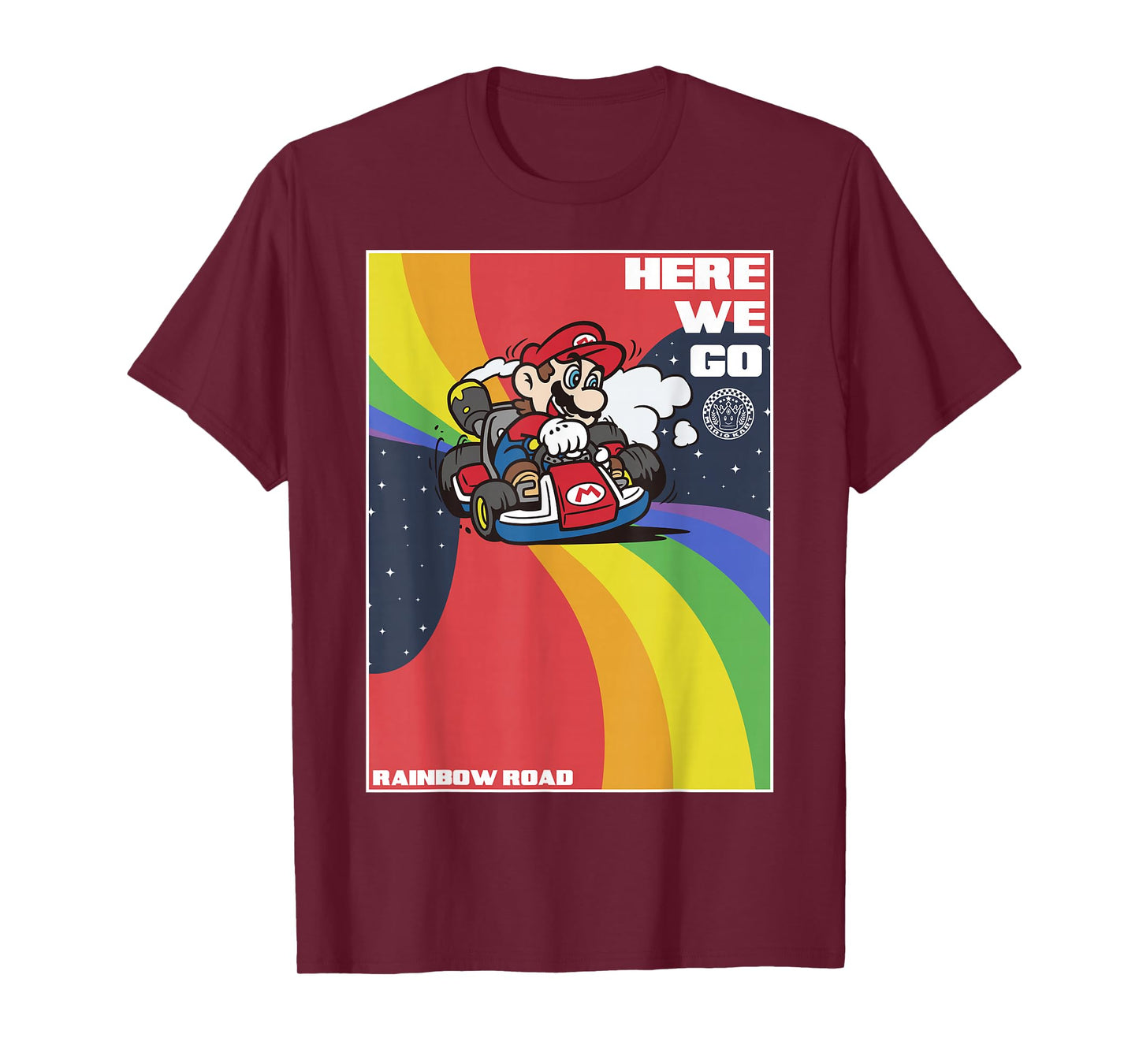 Mario Kart Pride Mario Here We Go Rainbow Road Poster T-Shirt