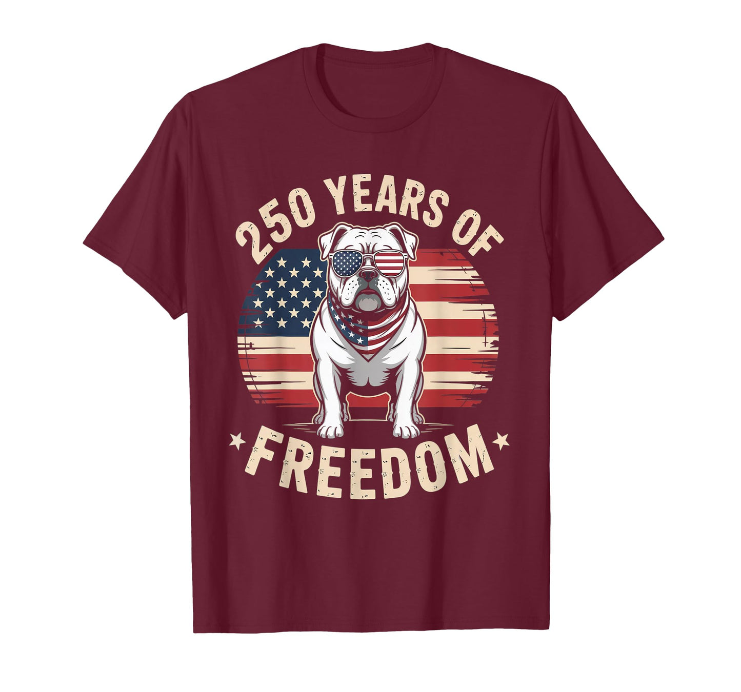 250 Years of Freedom USA Bulldog Patriotic Design T-Shirt
