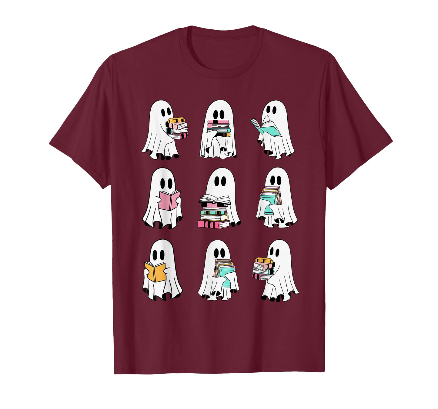 Ghost Reading Books Spooky Librarian Teacher Women T-Shirt