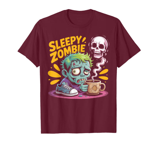 Sleepy Zombie Coffee Lover Funny Undead T-Shirt