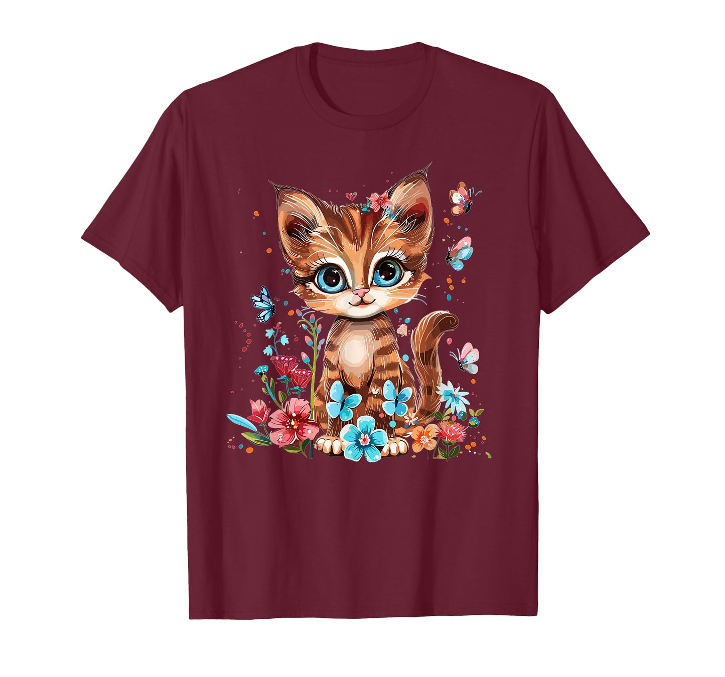 Cute Cat With Flowers I Kids Cat T-Shirt