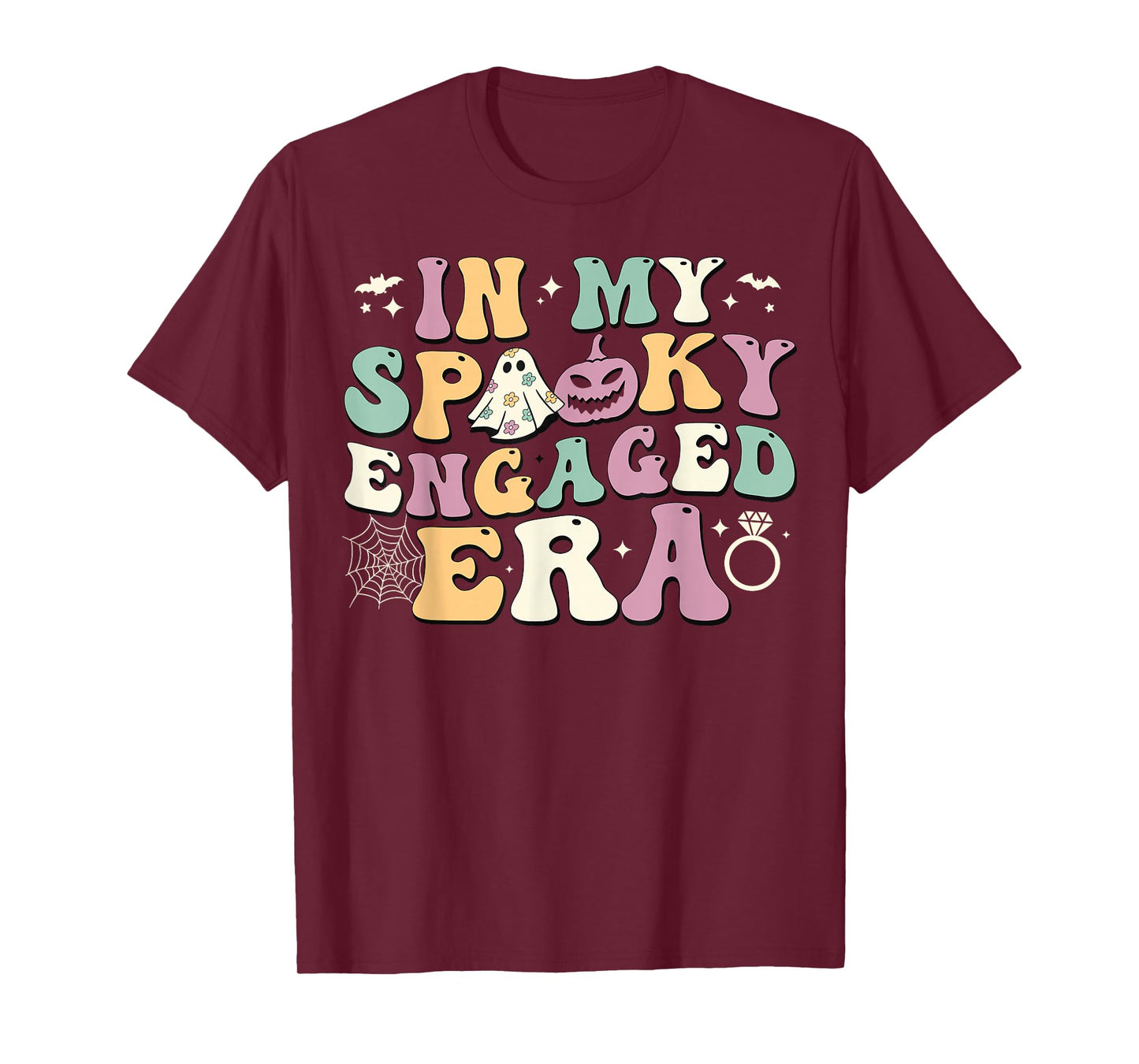 In My Spooky Engaged Era Ghost Pumpkin Halloween Fiance T-Shirt