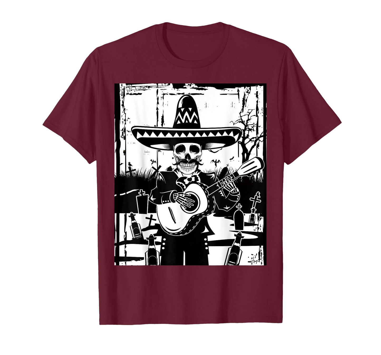 Mariachi Skeleton Dia De Los Muertos Tequila T-Shirt