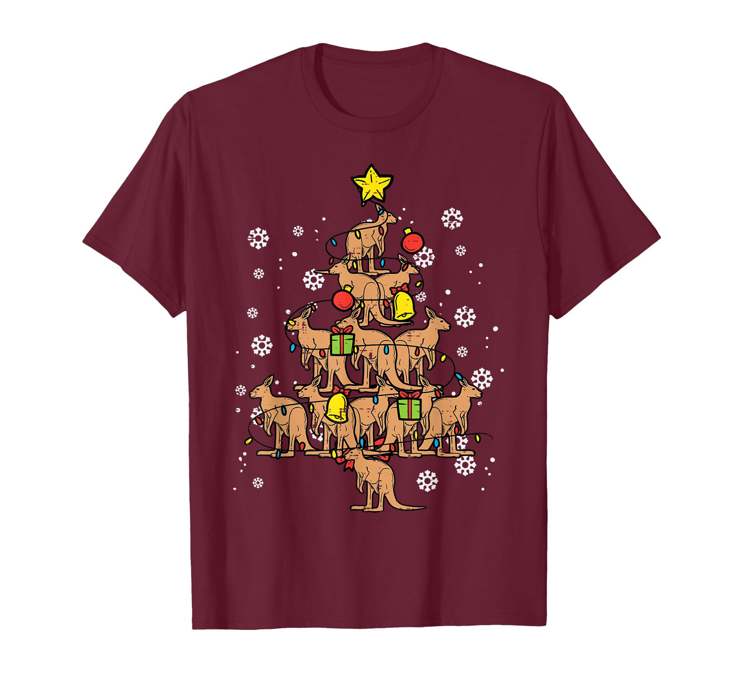 Kangaroo Christmas Tree Xmas Australian Summer Men Women T-Shirt