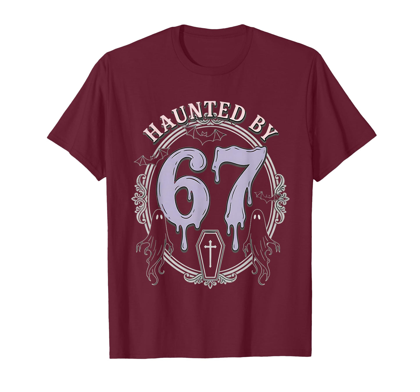 Haunted by 67 Gothic Goth Halloween Meme Ghosts Coffin Drip T-Shirt